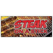 Signmission STEAK ON A STICK BANNER SIGN meat steak beef bbq grill restaurant food B-120 Steak On A Stick